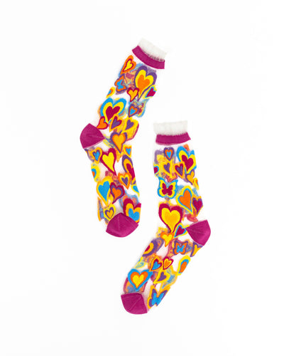 Sock candy Y2K heart socks womens sheer socks with ruffle